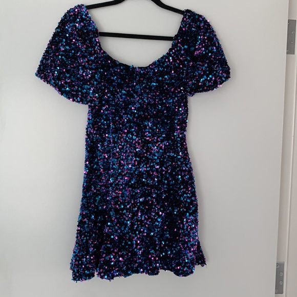 Zara Blue and Purple Sequined Mini Dress - Picture 8 of 14